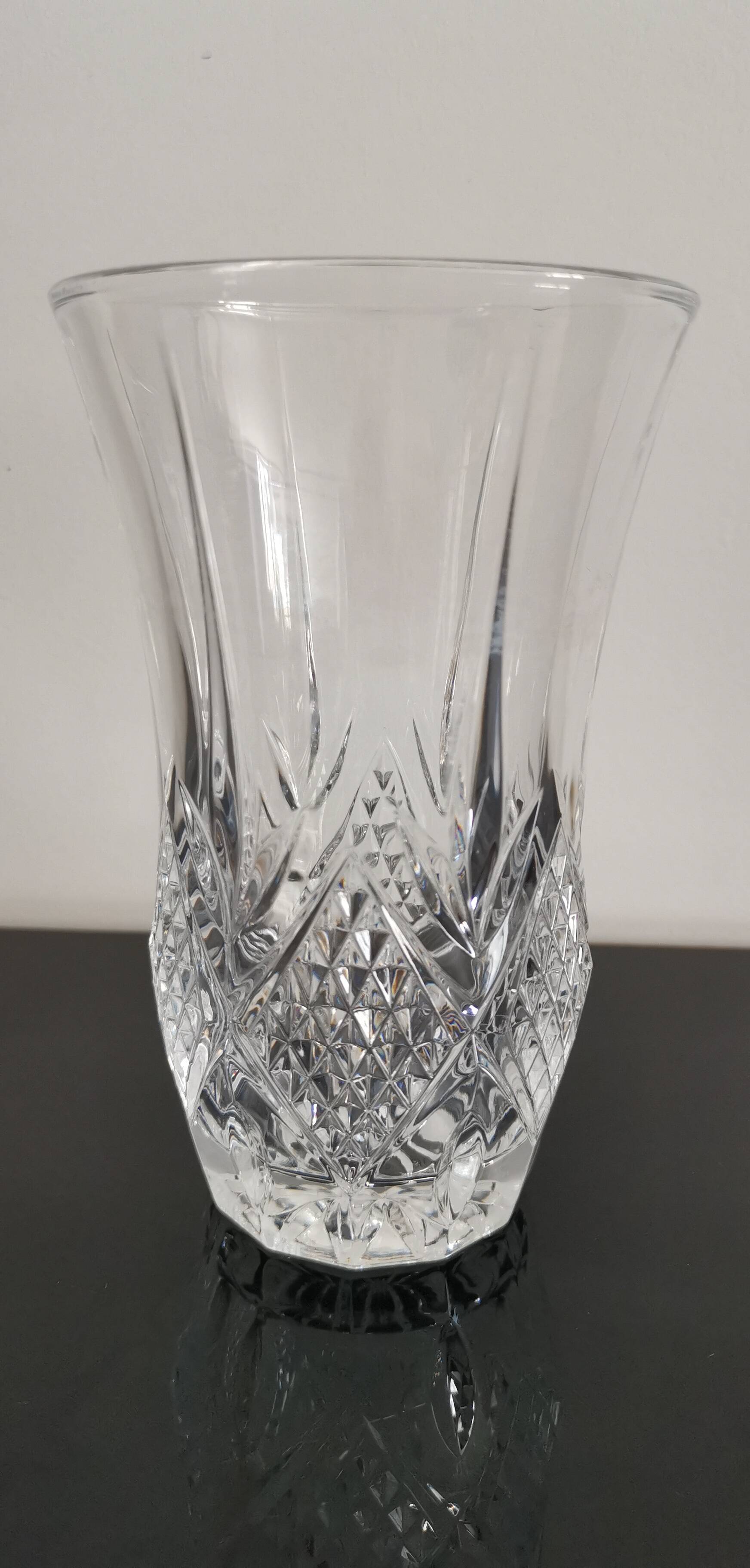 Lorraine cast crystal cylindrical vase with flared neck