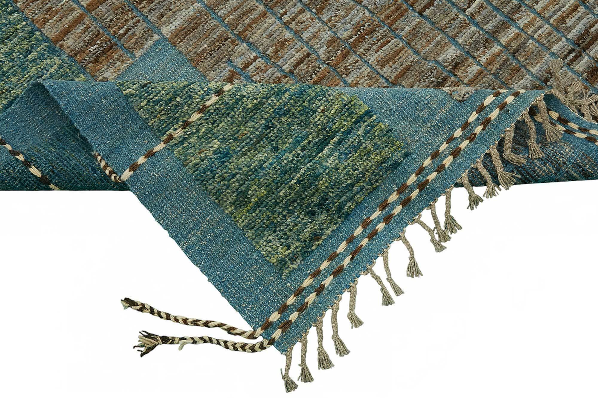Handmade Tribal Decorative 323 cm x 425 cm Green Wool Carpet