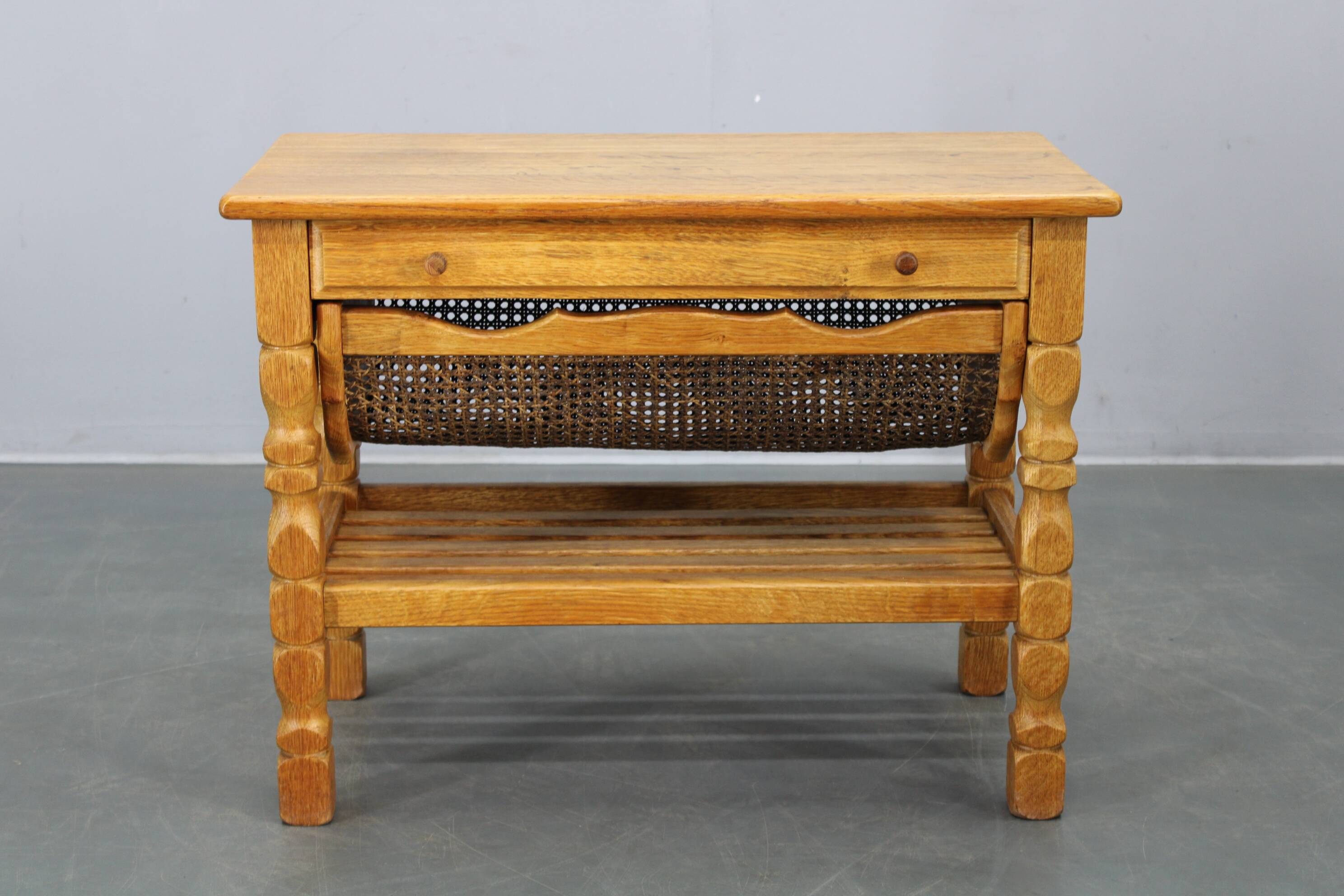 Danish mid-century oak sewing cabinet by Henning Kjaernulf