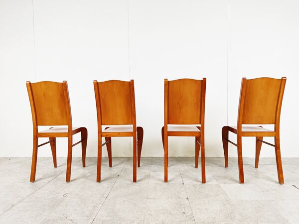 Set de 4 chaises de salle à manger en bois par Philippe Starck 1989