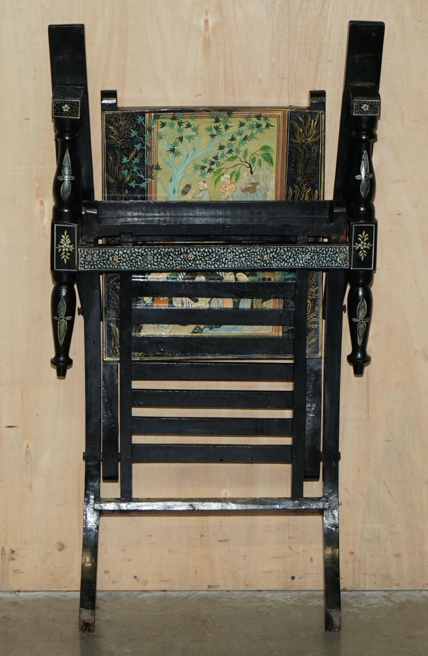 Vintage Anglo-Indian folding chair hand-painted.