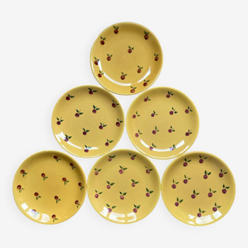 Hand-painted yellow peach pattern plates - Portugal