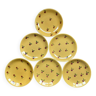 Hand painted yellow peach pattern plates - portugal