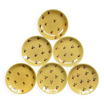 Hand-painted yellow peach pattern plates - Portugal
