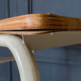 School desk 1960 white lacquered metal wooden top
