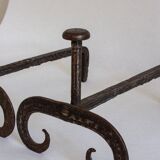 Pair of wrought iron fire dogs, Handmade, Early 20th century