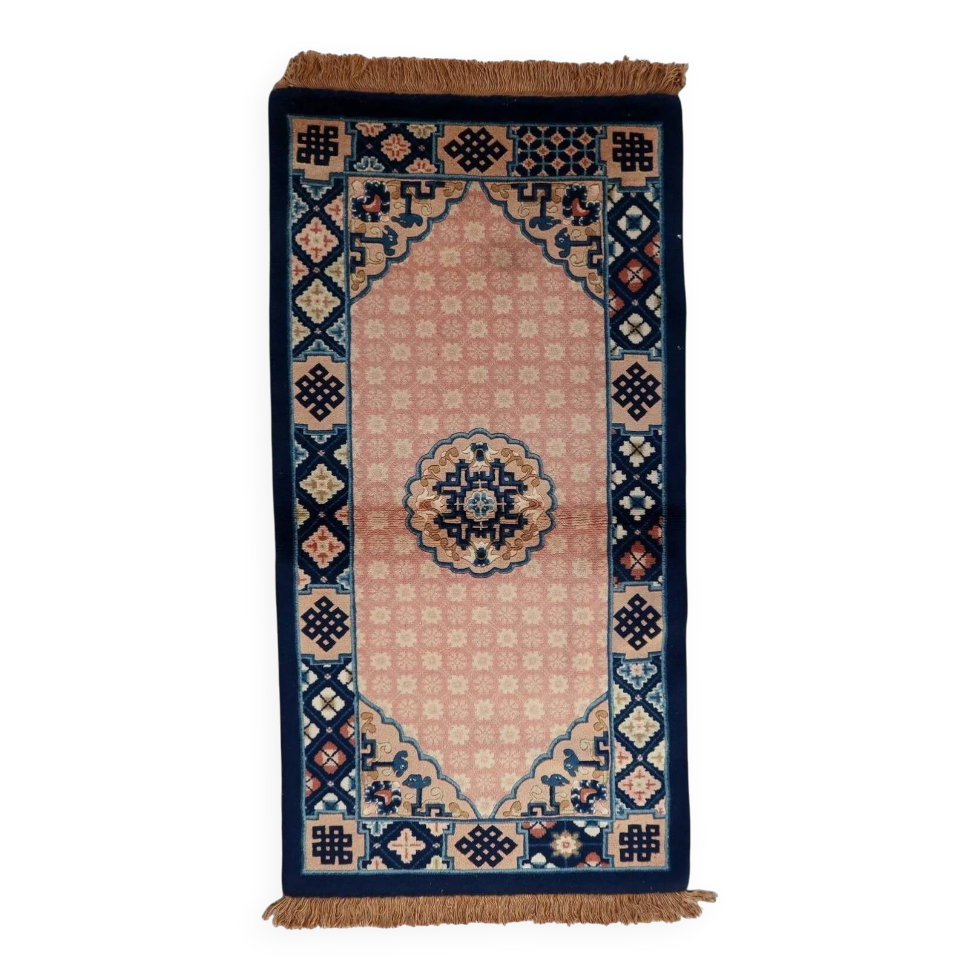 Antique 1930s Chinese Art Deco rug 64cm x 123cm - 1C1261