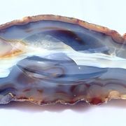 Vintage blue brown agate slice tray agate ashtray 1960