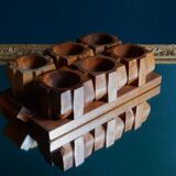 6 egg cups and their olive wood tray