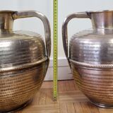Pair of brass jars with double handles, Moroccan craftsmanship