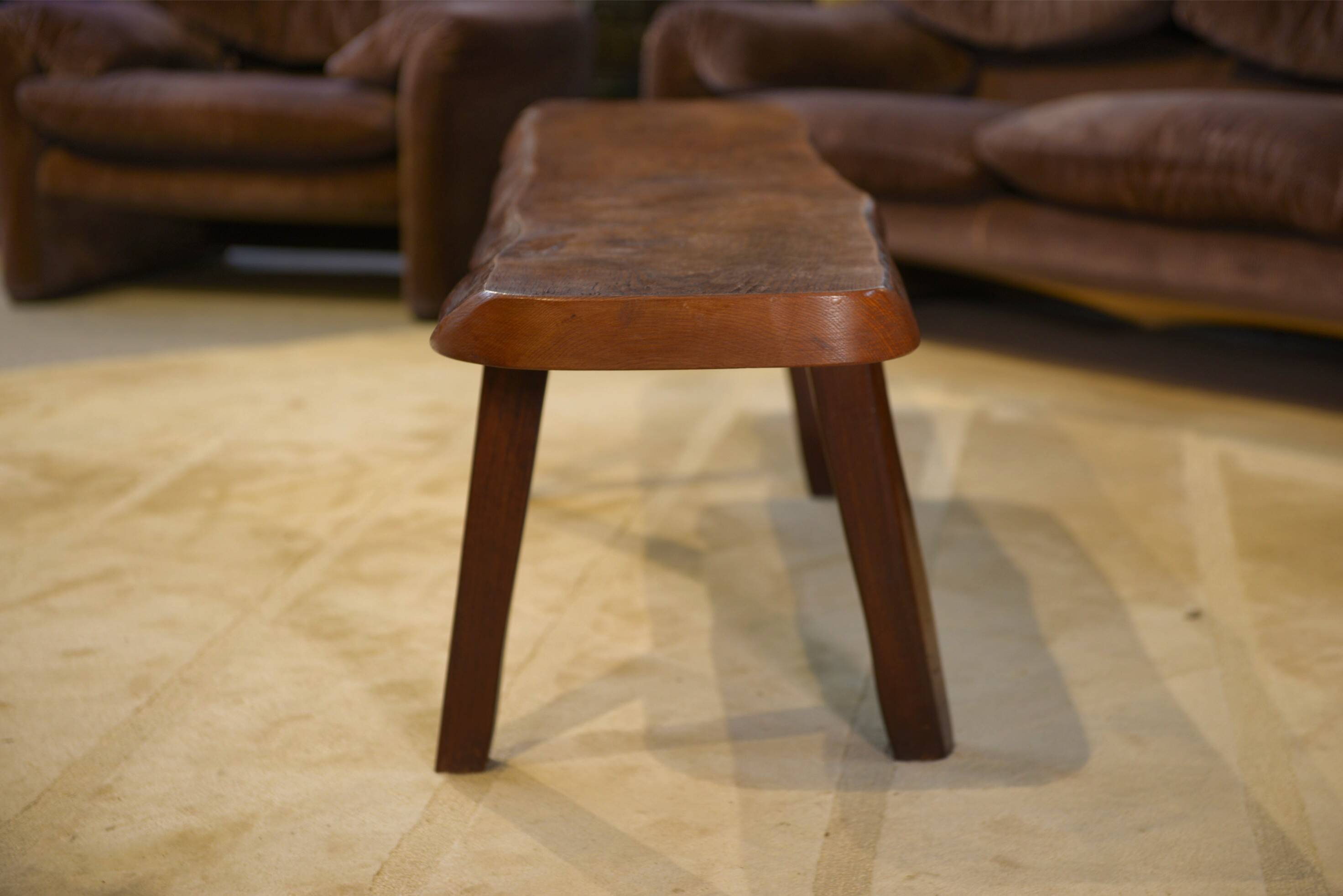 Brutalist elm bench by Aranjou, 1950s