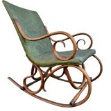 Set of 2 thonet style rocking chairs in green leatherette