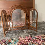 Large triptych rattan mirror 105x68cm