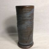 Vase rouleau ancien terre cuite émaillée signé Ludovic