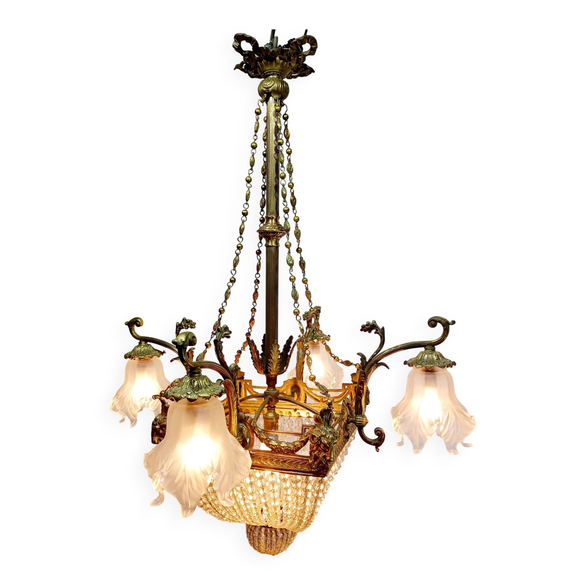 Louis XVI style ram chandelier