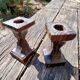Wooden Brutalist candle holders