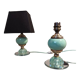 Pair of green opaline bedside lamps, venice glass and gilded brass Italy 1940.