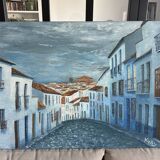 Tableau White Villages, Rainy Day by artist Nicky Disaro