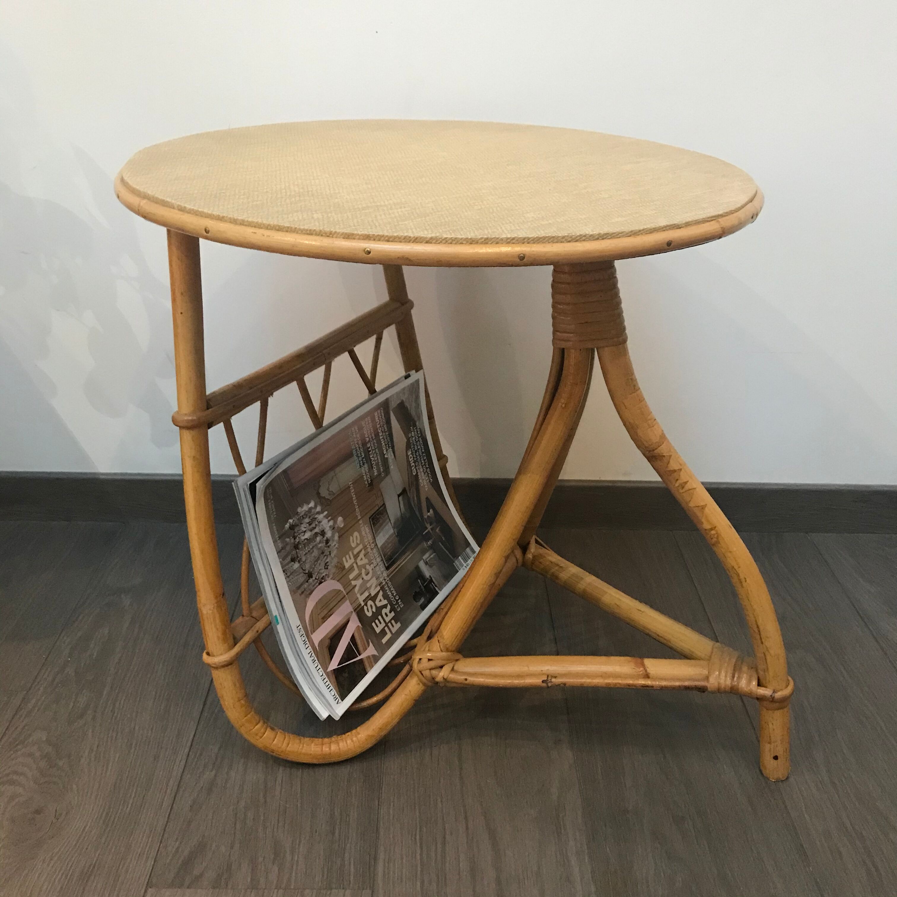 Table carries rattan magazines rack