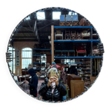 Round Art Deco mirror from the 1940s/50s with a bevelled edge.