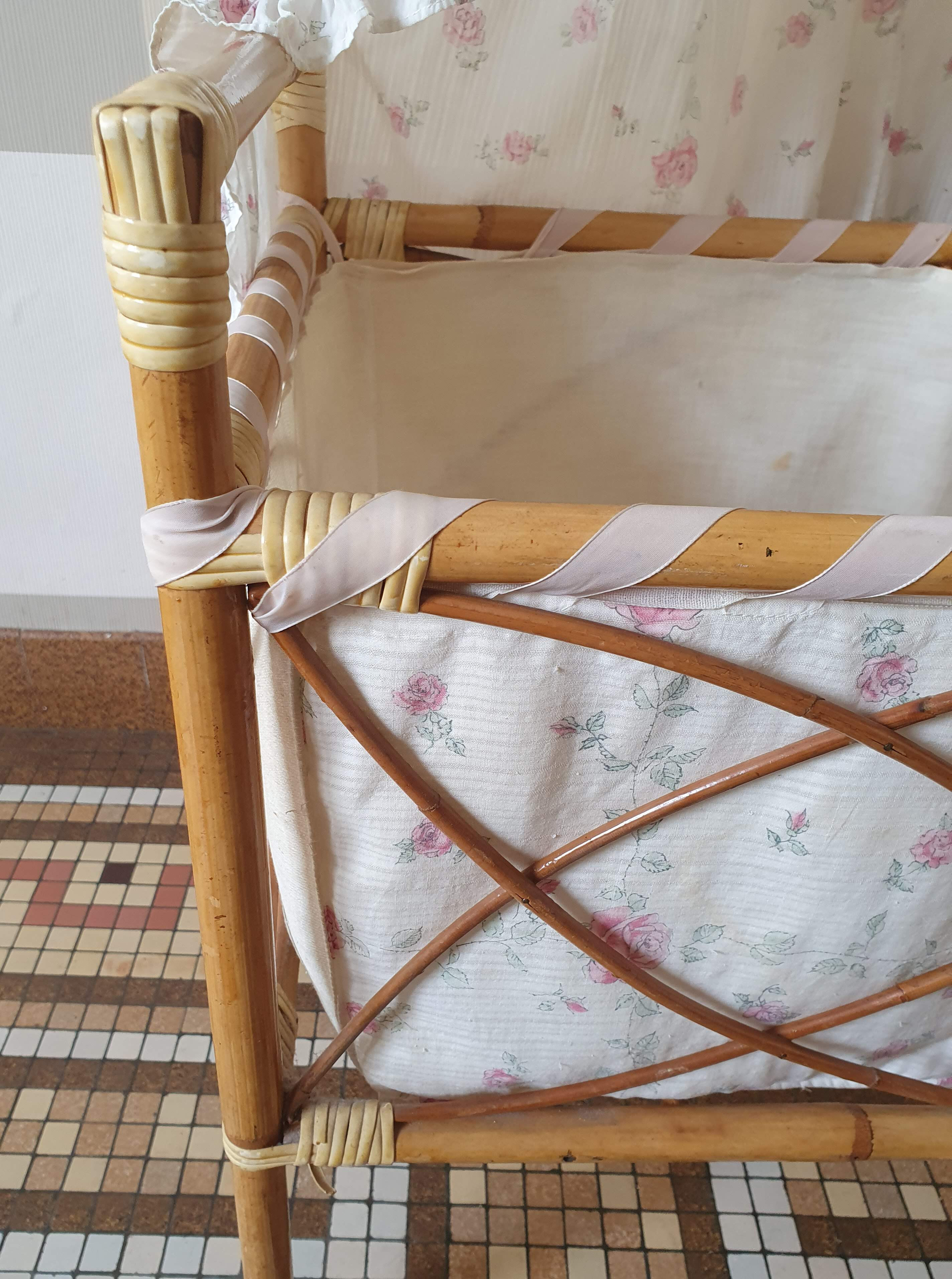 Rattan doll cradle bed