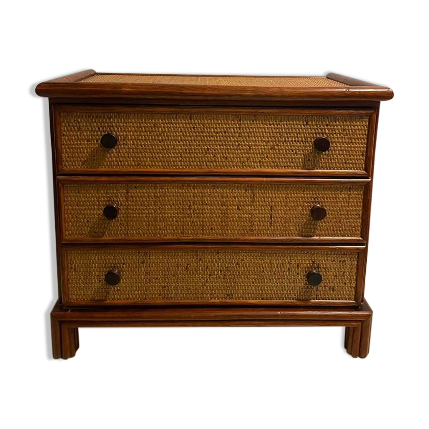 Vintage rattan chest of drawers, bamboo and wood