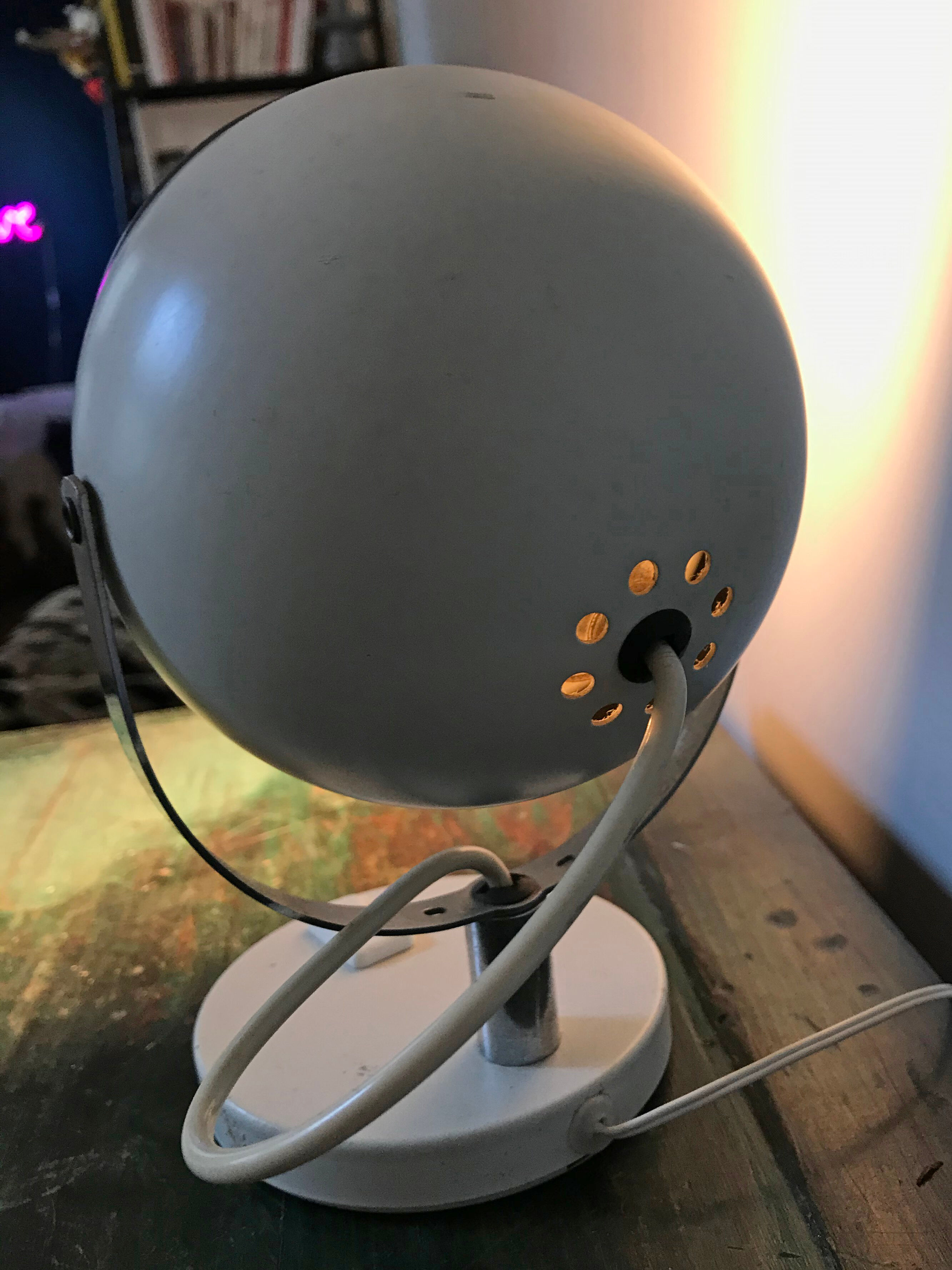 Nice Aluminor White Eyeball Vintage Lamp of the 70s