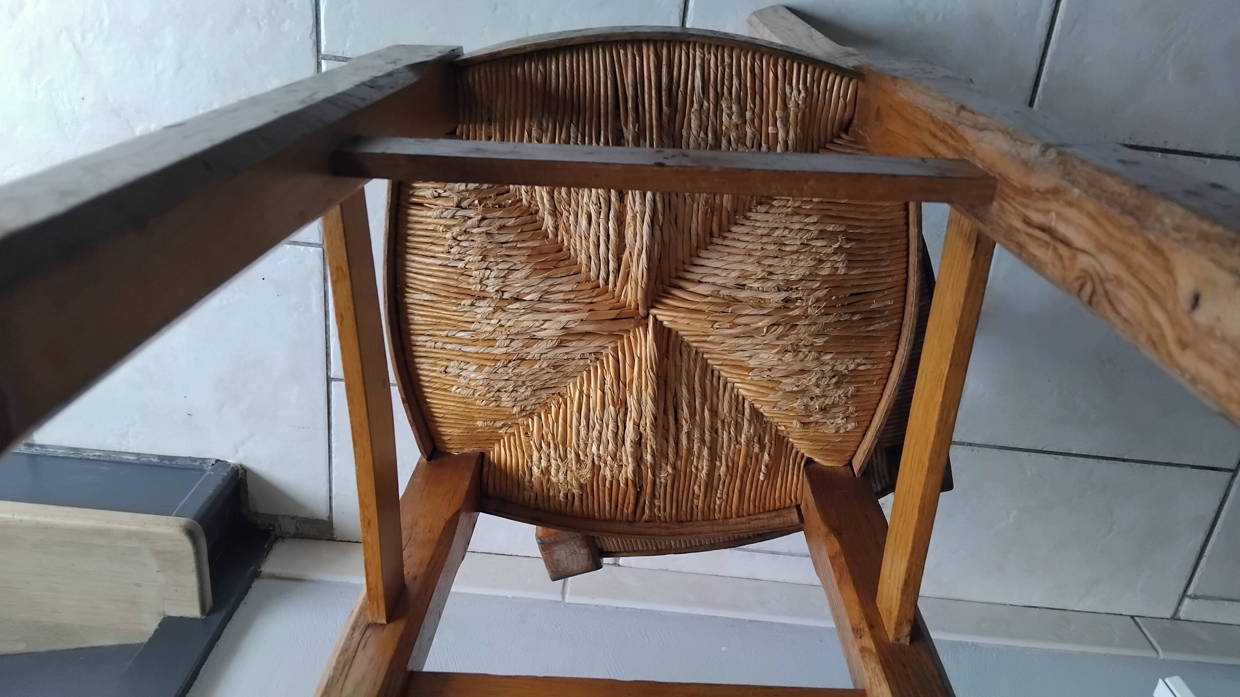 Paire de tabourets paille vintage