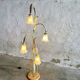 Lampadaire floral élégant en tôle d'acier avec pendentifs en verre, milieu du siècle, France 1980