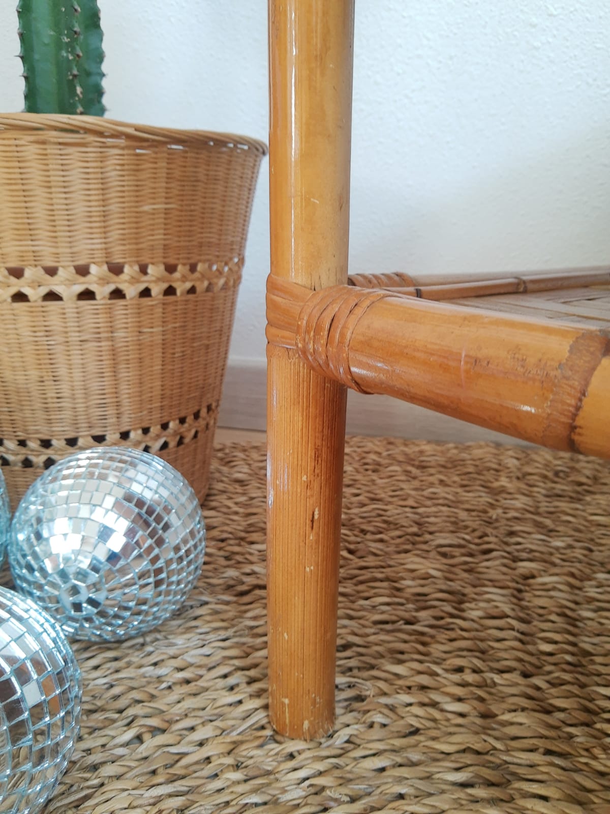 Square bamboo coffee table 70s - vintage