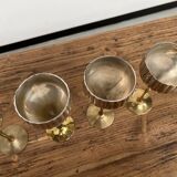9 verres ancien en métal argenté et laiton
