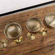 9 old glasses in silver metal and brass