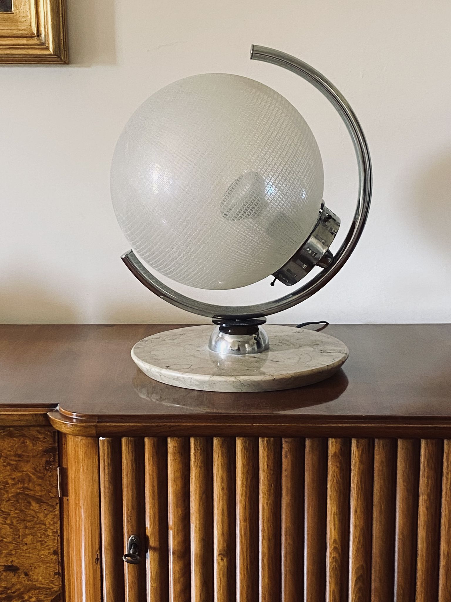 Murano glass spherical table lamp, Mazzega Italy 1970s