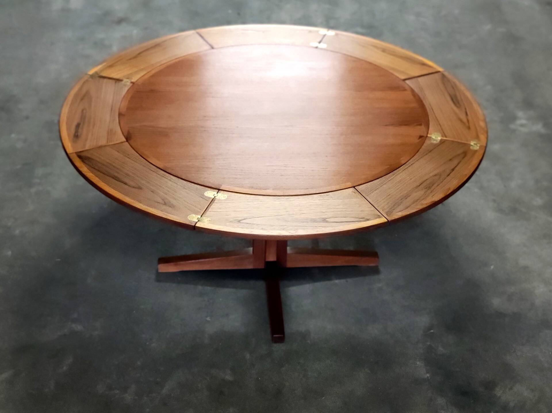 Dyrlund Flip Flap Lotus dining table in teak Denmark 1960