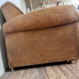 Art Deco club sofa in leather and leopard print