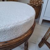 Rattan and terry fabric pouf