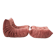Ensemble de chaise et pouf Togo en velours côtelé framboise