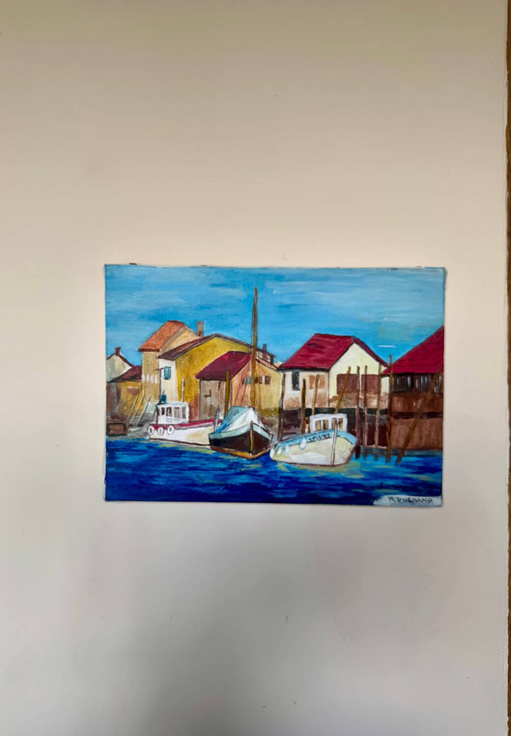 Old marine painting from the 20th century