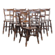 Set of 10 Antique English Oxford Dining / Kitchen Chairs