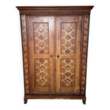 German Neo-Gothic Painted and Carved Wardrobe, 1880