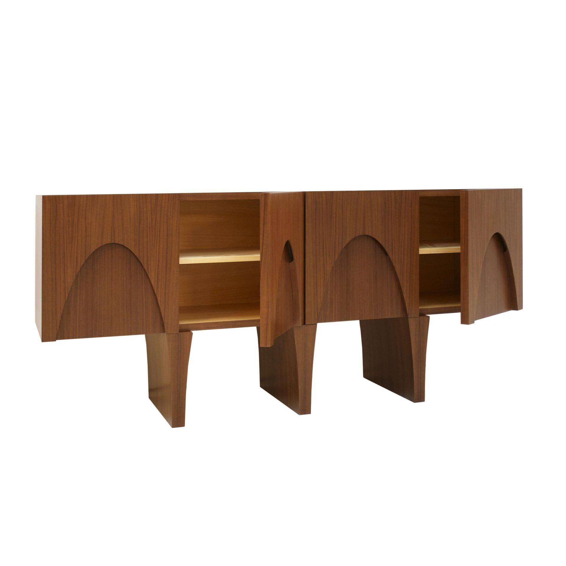 Contemporary Modern Teak and Lemongrass Wood Italian Sideboard