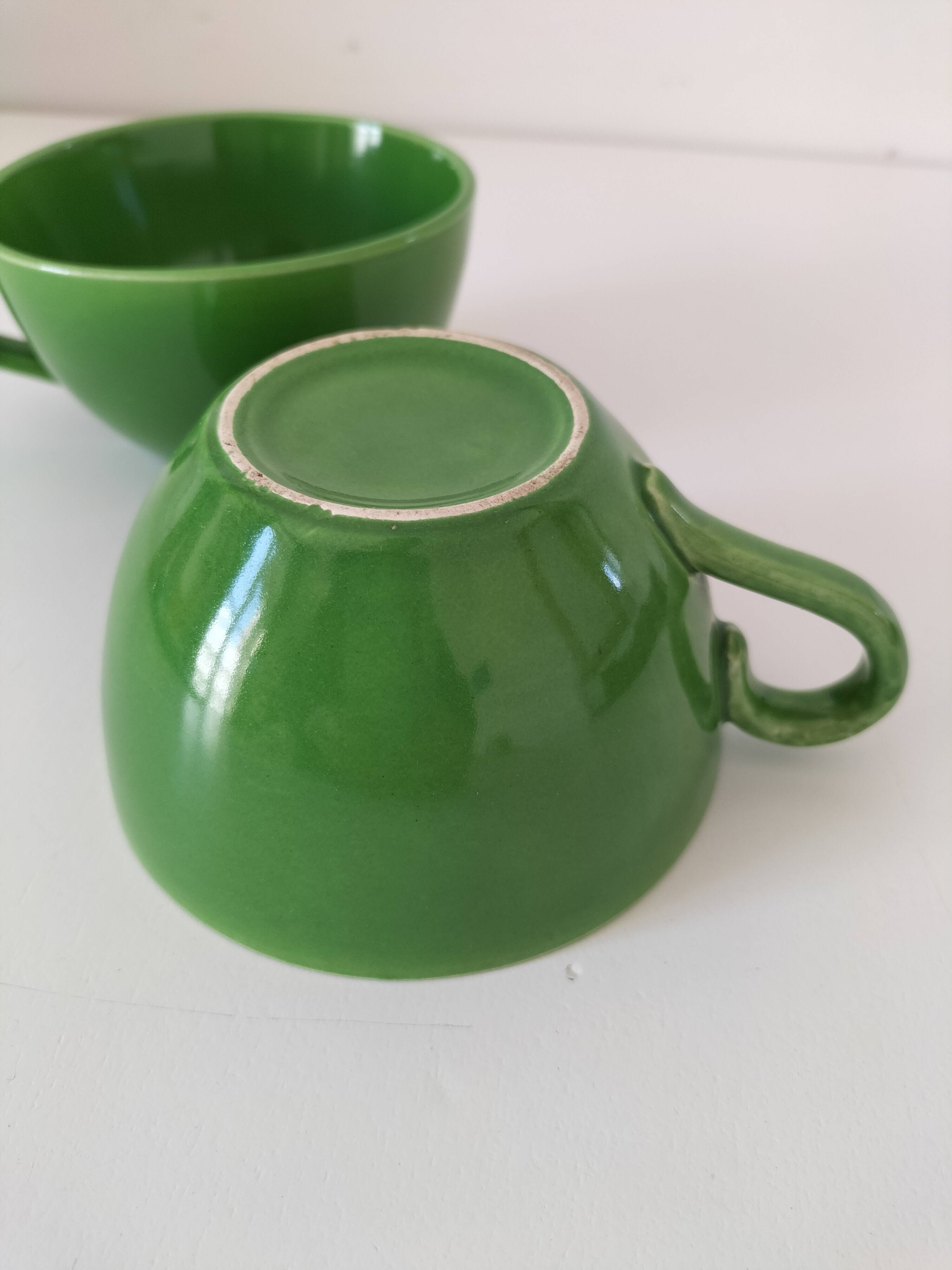 Vintage glazed ceramic cup duo