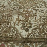 Handmade Turkish Unique 1980s 284 cm x 383 cm Beige Wool Carpet