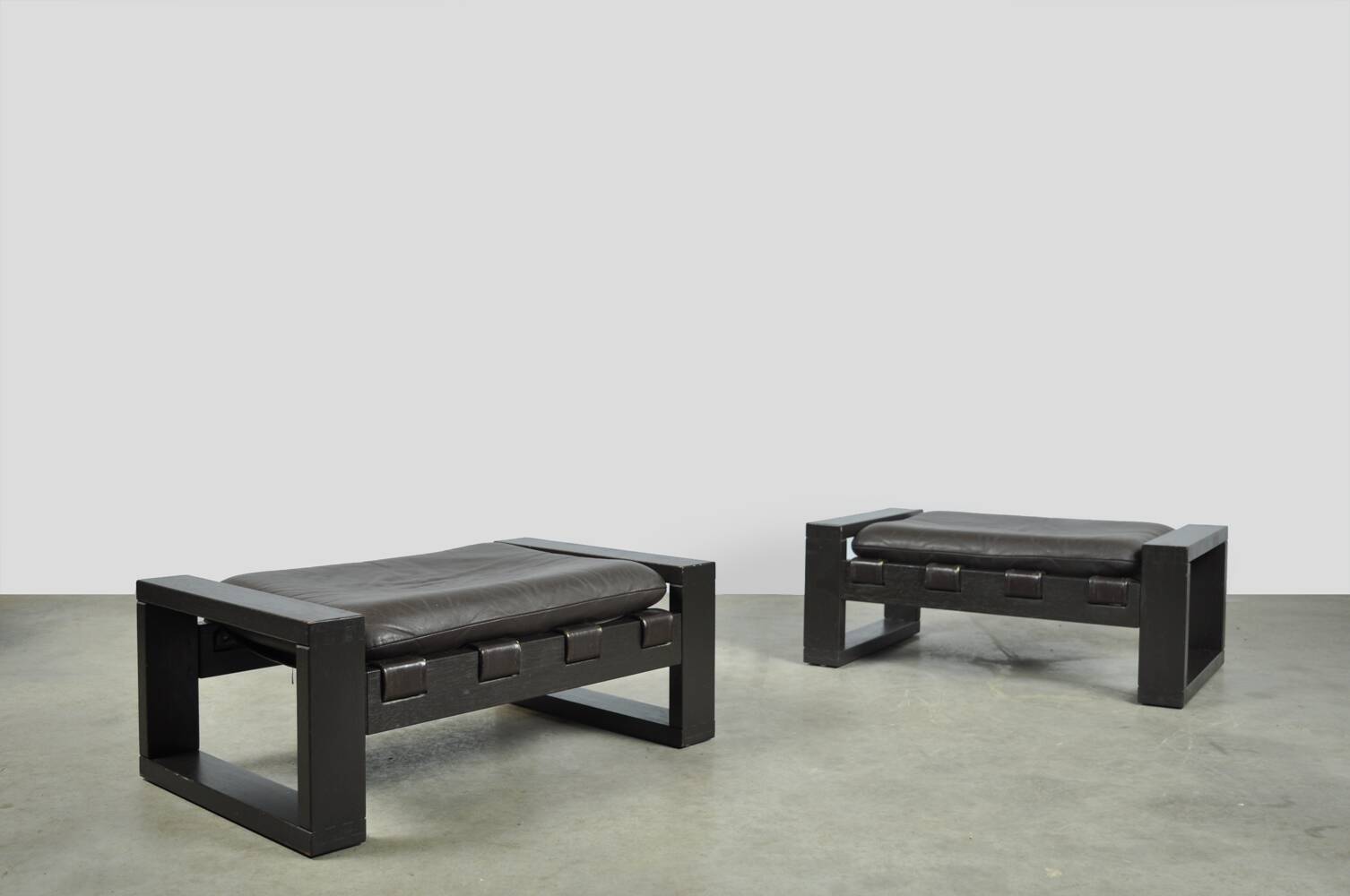 Sonja wasseur / brutalist leather footstools / netherlands 1970s