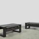 Sonja wasseur / brutalist leather footstools / netherlands 1970s