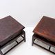 Pair of vintage pagoda tables in faux bamboo with chevron pattern - Maitland & Clasco