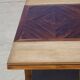 Antique solid walnut table with marquetry and extensions.