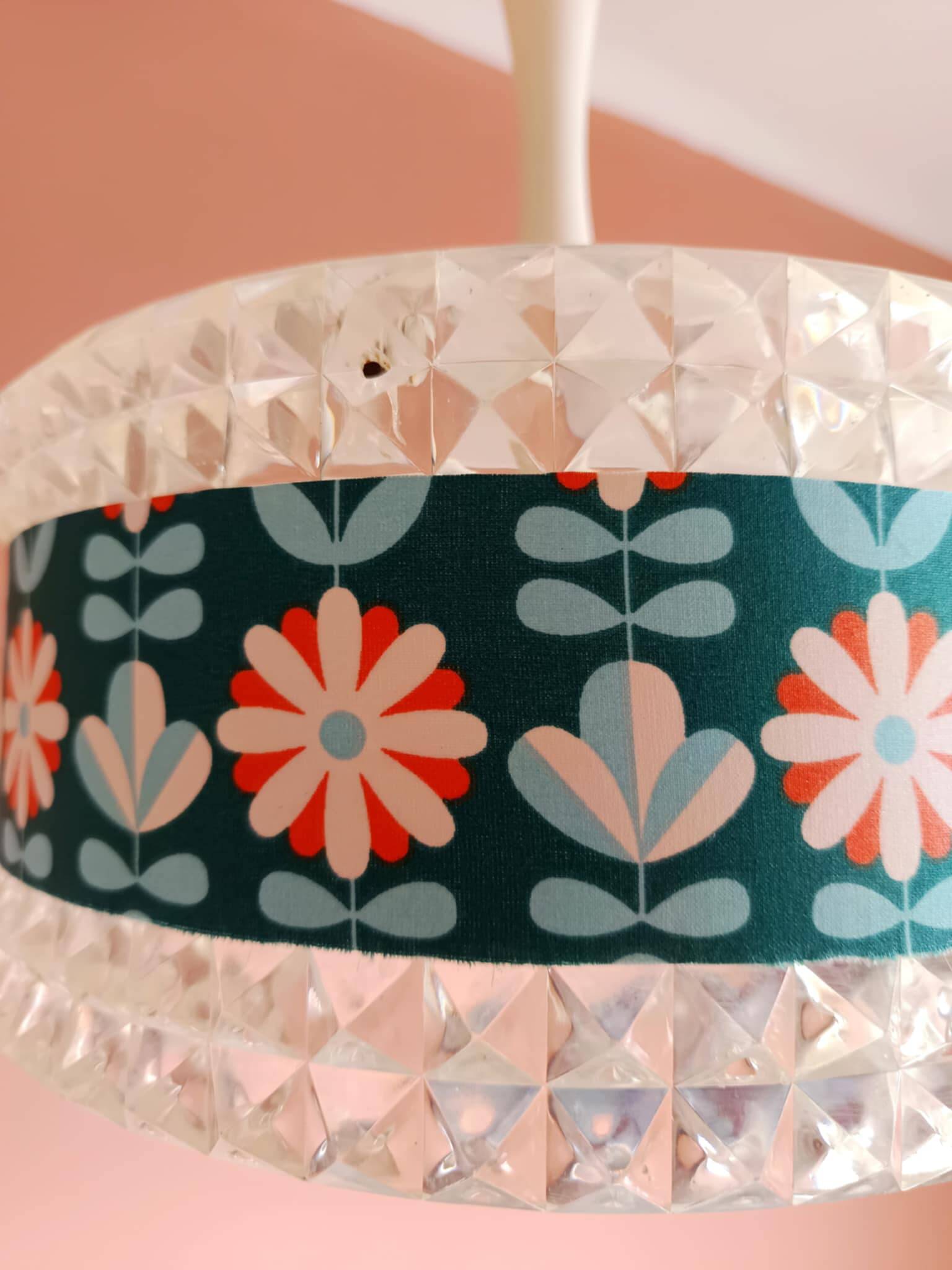 Vintage 1970s plexiglass and flower pendant light