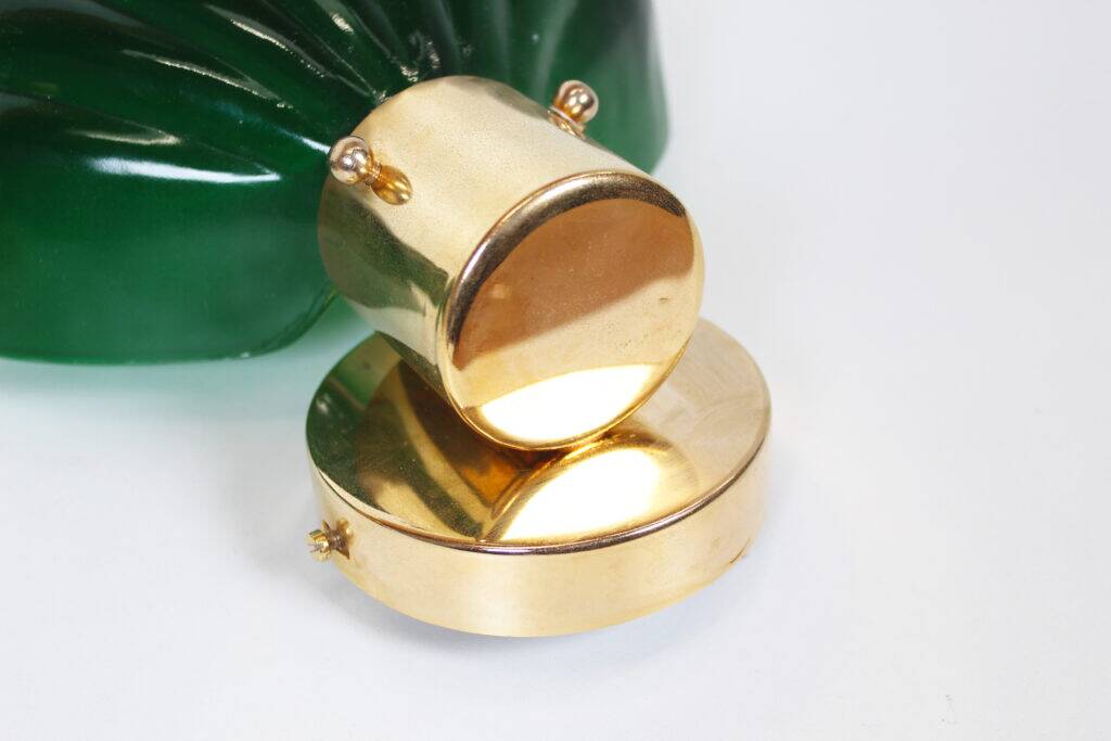 Large pair of Italian glass and brass wall lamps, Italy 1970s