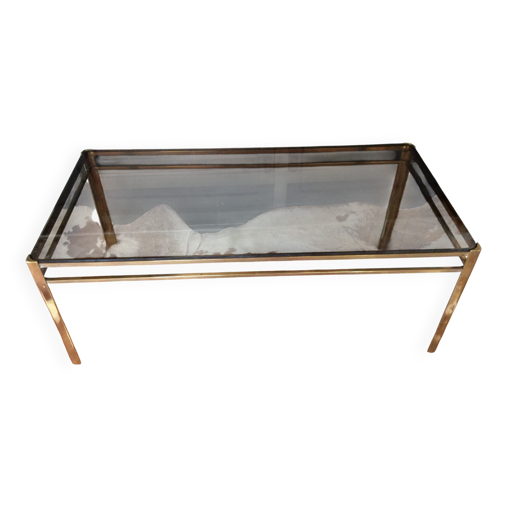 Glass and brass coffee table